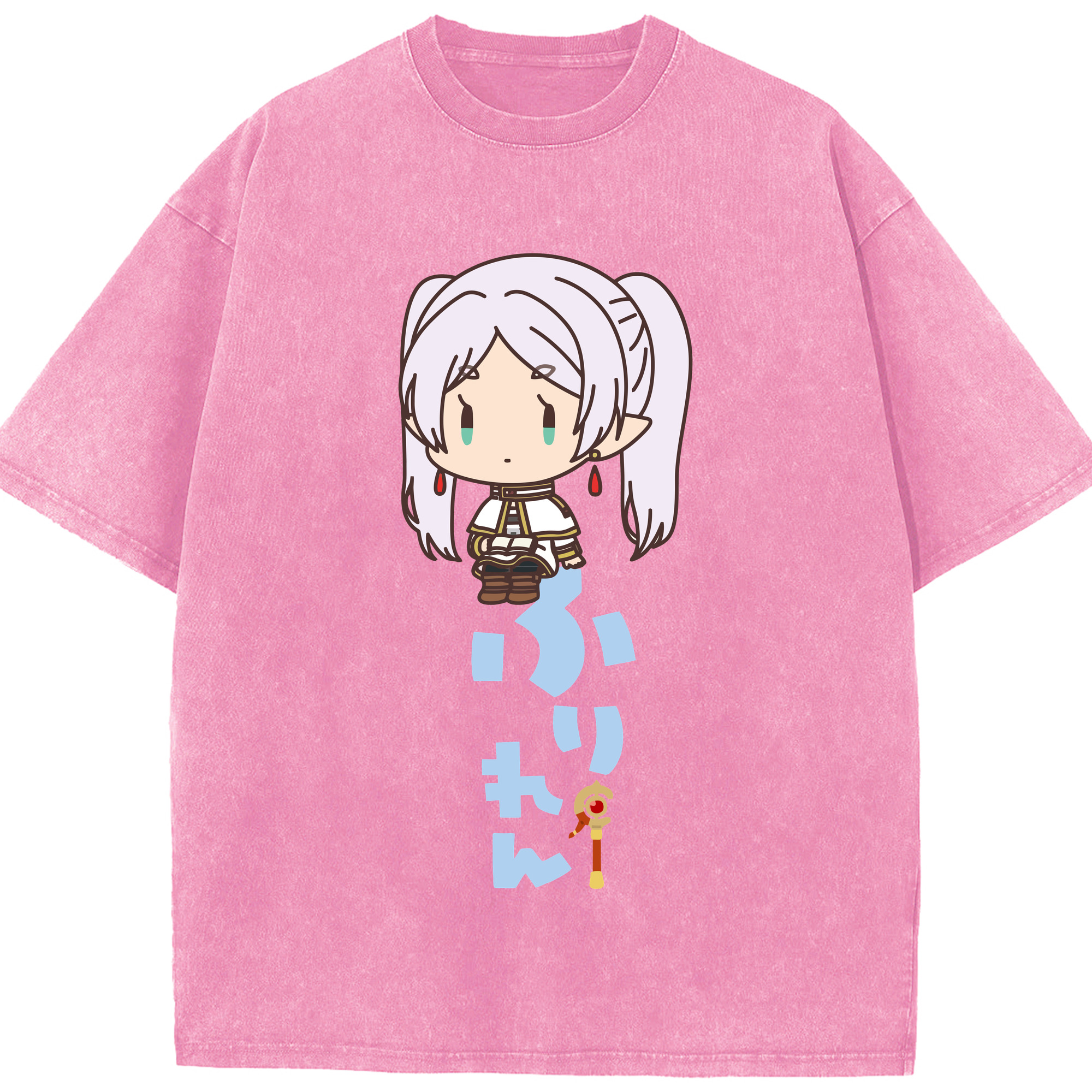 （画像用） 葬送のフリーレン Frieren 綿100% ヴィンテージ風 半袖Tシャツ（フロントプリント）